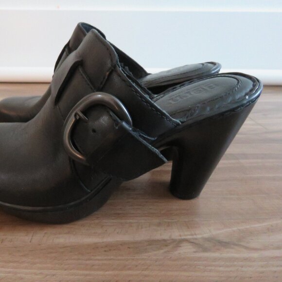 BORN Holly Leather Platform Slip On Clog Mules Y2K Black Leather - Size US 7 - Picture 5 of 14